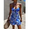 Modré květinové krátké šaty INGVAR