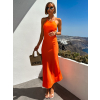 Oranžové dlouhé jednoduché šaty MATELLI
