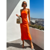 Oranžové dlouhé jednoduché šaty MATELLI