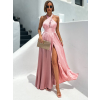 Růžové dlouhé saténové šaty EMERIK