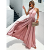 Růžové dlouhé saténové šaty EMERIK