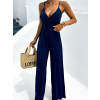 Tmavě modrý dlouhý  elegantní overal KONIAS s páskem