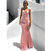 Starorůžové dlouhé saténové šaty MARSELLE s výstřihem