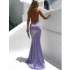 Světle fialové dlouhé saténové šaty MARSELLE s holými zády