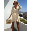 Béžové lehké šaty MULLBERY s výstřihem a páskem