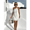 Bílé koktejlové asymetrické šaty JUJUBE s volánky
