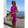 Fialové letní krátké šaty LENKO s průstřihem