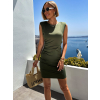 Khaki krátké koktejlové šaty LENKO s průstřihem