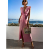 Růžové elegantní dlouhé šaty DERSA s výstřihem