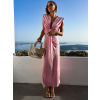 Růžové elegantní dlouhé šaty DERSA s výstřihem