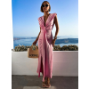 Růžové elegantní dlouhé šaty DERSA s výstřihem