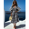 Černé kostkované volné šaty JUSTYN 100% bavlna