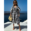Černé kostkované volné šaty JUSTYN 100% bavlna