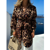 Hnědé oversize leopardí sako GEMMO spáskem