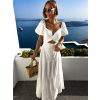 Bílé bavlněné boho šaty ONYSYJ s balonovým rukávem