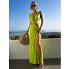 Zelené dlouhé elegantní šaty LIVIUS s průstřihy