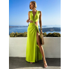 Zelené dlouhé elegantní šaty LIVIUS s průstřihy