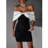 Černé mini šaty ANABELL s bílou mašlí
