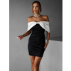 Černé mini šaty ANABELL s bílou mašlí