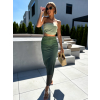 Khaki komplet s topem a sukní BRODY