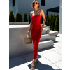 Červené dlouhé úzké šaty ARGIRIS na špagetová ramínka