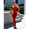 Červené dlouhé úzké šaty ARGIRIS na špagetová ramínka