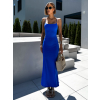 Modré dlouhé úzké šaty ARGIRIS na špagetová ramínka