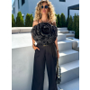 Černý kalhotový kostýmek s topem JORIK