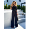 Černý kalhotový kostýmek s topem JORIK