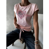 Světle růžové triko MEEYOUT s potiskem