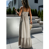 Béžové dlouhé boho šaty BOLLE na ramínka