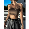 Hnědý zpevňující crop top TESEO