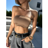 Hnědý zpevňující crop top TESEO