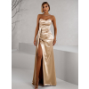 Zlaté dlouhé společenské šaty ALITAN s korzetem