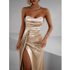 Zlaté dlouhé společenské šaty ALITAN s korzetem