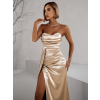 Zlaté dlouhé společenské šaty ALITAN s korzetem