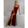 Bordo společenské dlouhé šaty KARLOT s korzetem