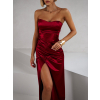 Bordo společenské dlouhé šaty KARLOT s korzetem