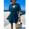 Petrolejové šifonové krátké šaty TULIAT