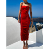 Červené dlouhé přiléhavé šaty TULLIA na ramínka