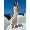 Béžové dlouhé elastické šaty KRAULET