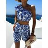 Modrý kraťasový komplet TRUDENCE s ornamenty