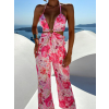 Růžový květovaný overal UJINA s průstřihy