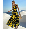 Černé dlouhé letní šaty LEMONATE s citrony