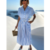 Modrobílé pruhované košilové šaty TELICOR s páskem