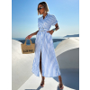 Modrobílé pruhované košilové šaty TELICOR s páskem
