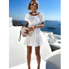 Bílé krátké mušelínové šaty TEKLA s mašlí