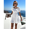 Bílé krátké mušelínové šaty TEKLA s mašlí