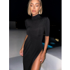 Černé zeštíhlující šaty YWONNE s krátkým rukávem