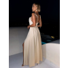 Béžové dlouhé společenské šaty LERDISEL